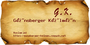 Günsberger Kálmán névjegykártya